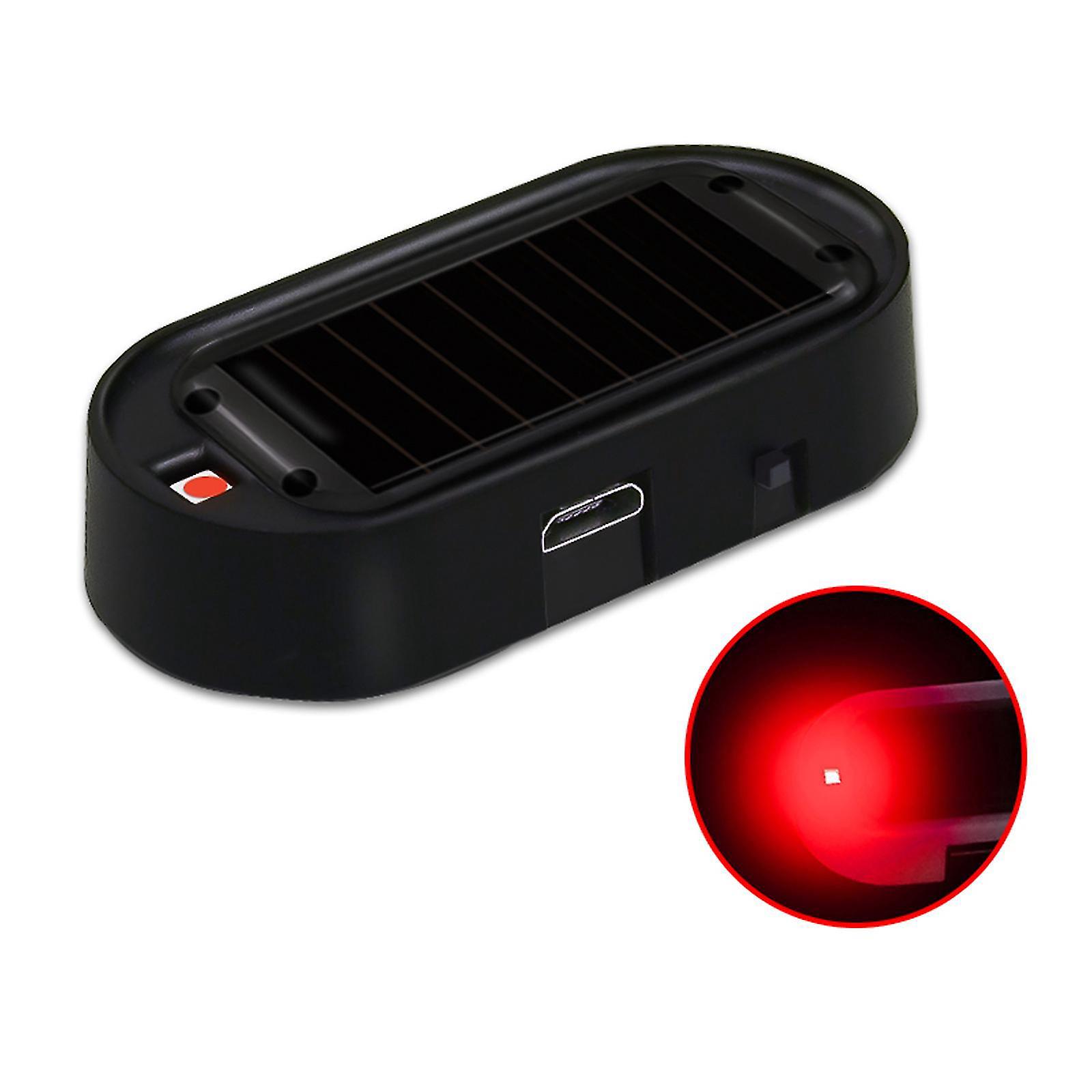 Gefälschte Led-autoalarmanlage, Diebstahlsicherung Mit Solarbetriebenem Blinklicht, Schwarzes Gehäuse, Rotes Licht.