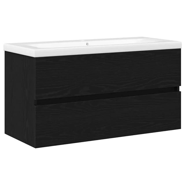vidaXL Waschbeckenunterschrank Schwarz Eichen-Optik 90 x 39 x 62 cm 3333146