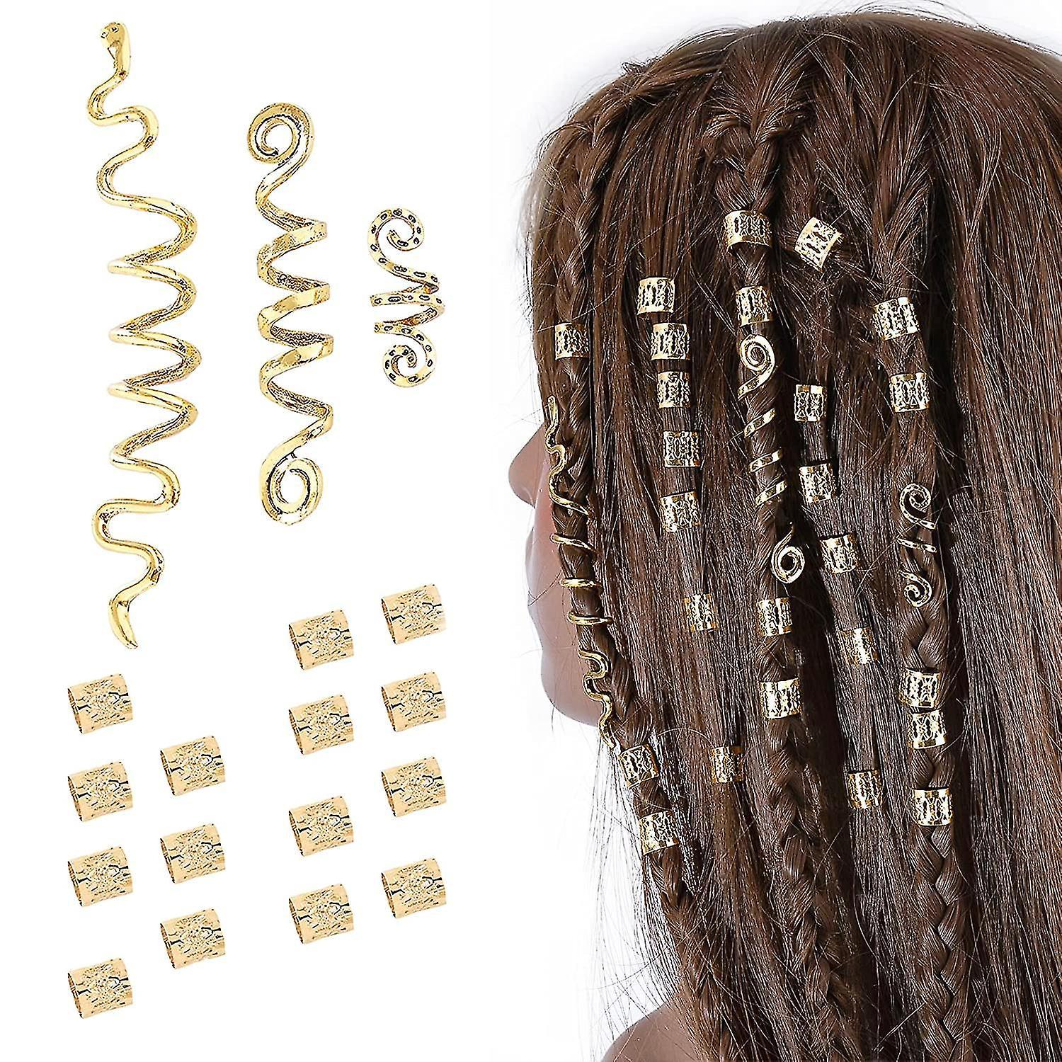 18 Geflochtene Haaraccessoires, Dreadlock-schmuck, Perlen, Goldfarbene Haarspangen Aus Metall (verschiedene Ausführungen) – Stil 4