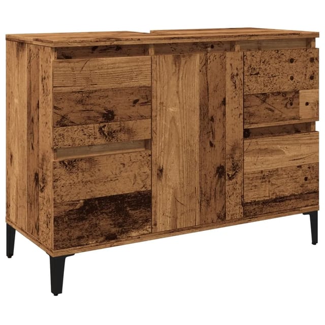 vidaXL Waschbeckenunterschrank Altholz-Optik 80x33x60 cm Holzwerkstoff 857129