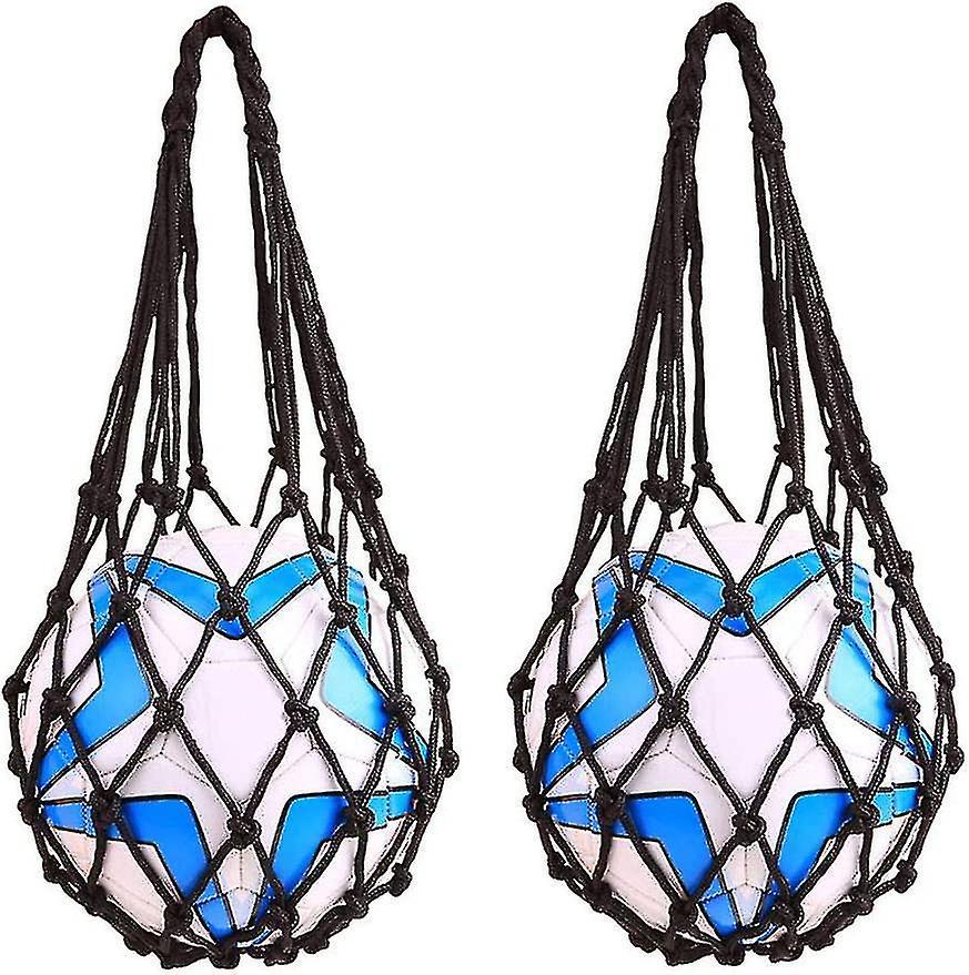 Basketball-netztasche, Fußball-netztasche Zur Aufbewahrung Von Sportbällen, Robuste Nylon-tragetasche Für Einen Einzelnen Ball, 2er-set, Schwarz, Kompatibel Mit 3-, 4- Und 5-zoll-bällen.