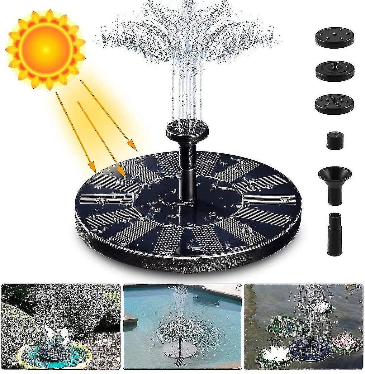 Solarbrunnen, 1,4-w-solar-teichpumpe Mit 4 Effekten Maximale Strahlhöhe: 70 Cm Schwimmende Solarbrunnenpumpe