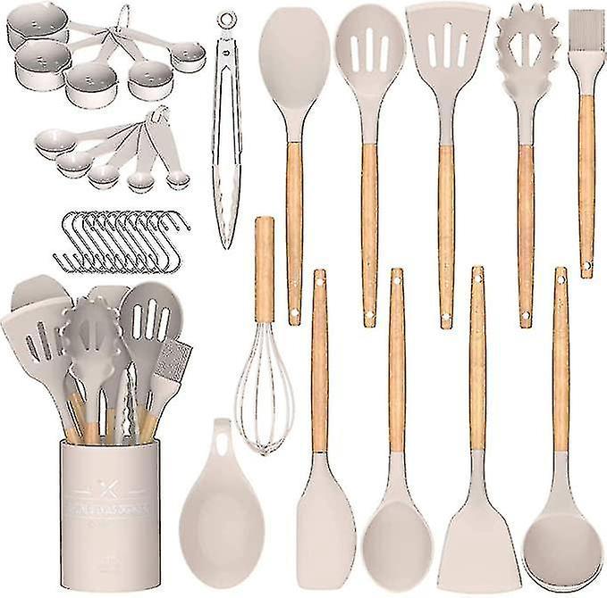 33-teiliges Küchenutensilien-set Aus Antihaftbeschichtetem Silikon, Inklusive Pfannenwendern Und Anderen Küchenhelfern.