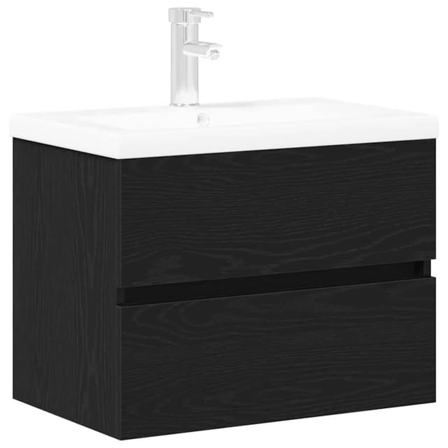vidaXL Waschbeckenunterschrank Schwarz Eichen-Optik 60 x 39 x 62 cm 3333143