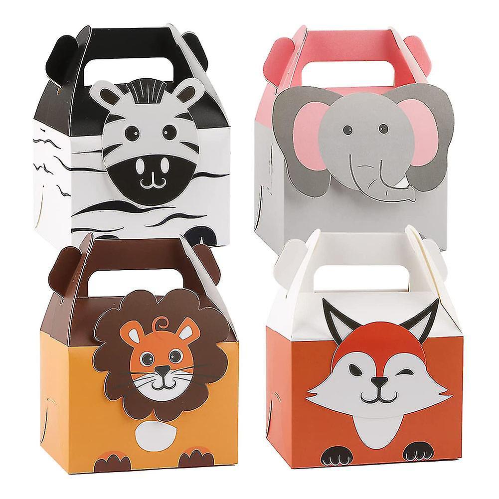 20 Geschenktüten Aus Papier Mit Tiermotiven, Kleine Papiertüten Für Kindergeburtstage, 4 Dschungelmotive B-