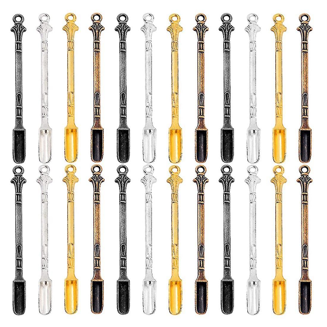 Set Aus 24 Mini-tabaklöffeln In Schaufelform, Medizinlöffel Mit Aufhängeloch Zum Befüllen Von Flaschen Mit Salzen Und Kräutern.