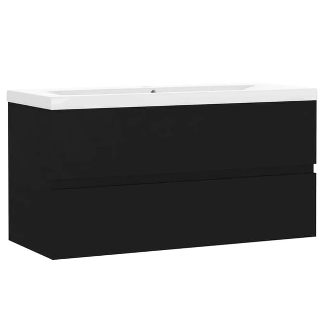 vidaXL Waschbeckenunterschrank mit Einbaubecken Schwarz Holzwerkstoff 3071559