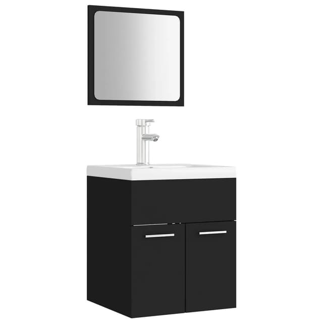 vidaXL Badmöbel-Set Schwarz Holzwerkstoff 3071307