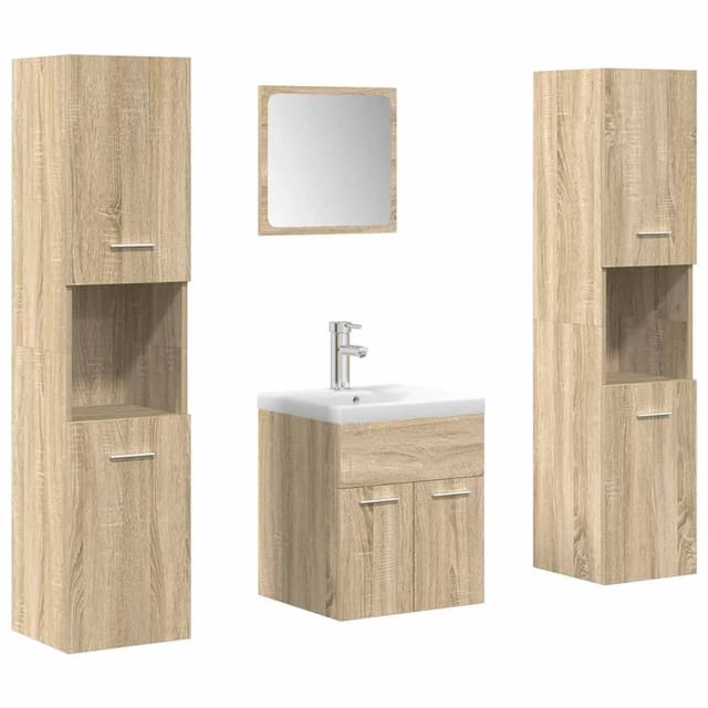 vidaXL 5-Tlg Badmöbel-Set Sonoma-Eiche Holzwerkstoff 3325029