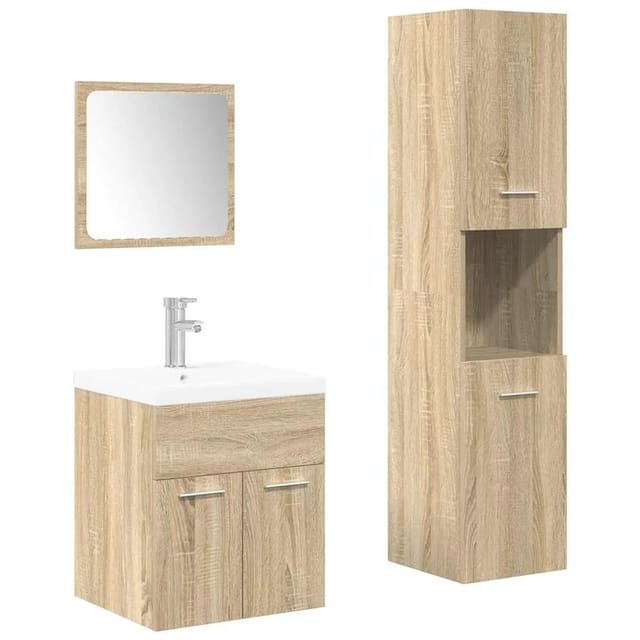 vidaXL 4-Tlg Badmöbel-Set Sonoma-Eiche Holzwerkstoff 3325023