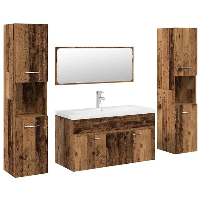 vidaXL 5-Tlg Badmöbel-Set Altholz-Optik Holzwerkstoff 3328919