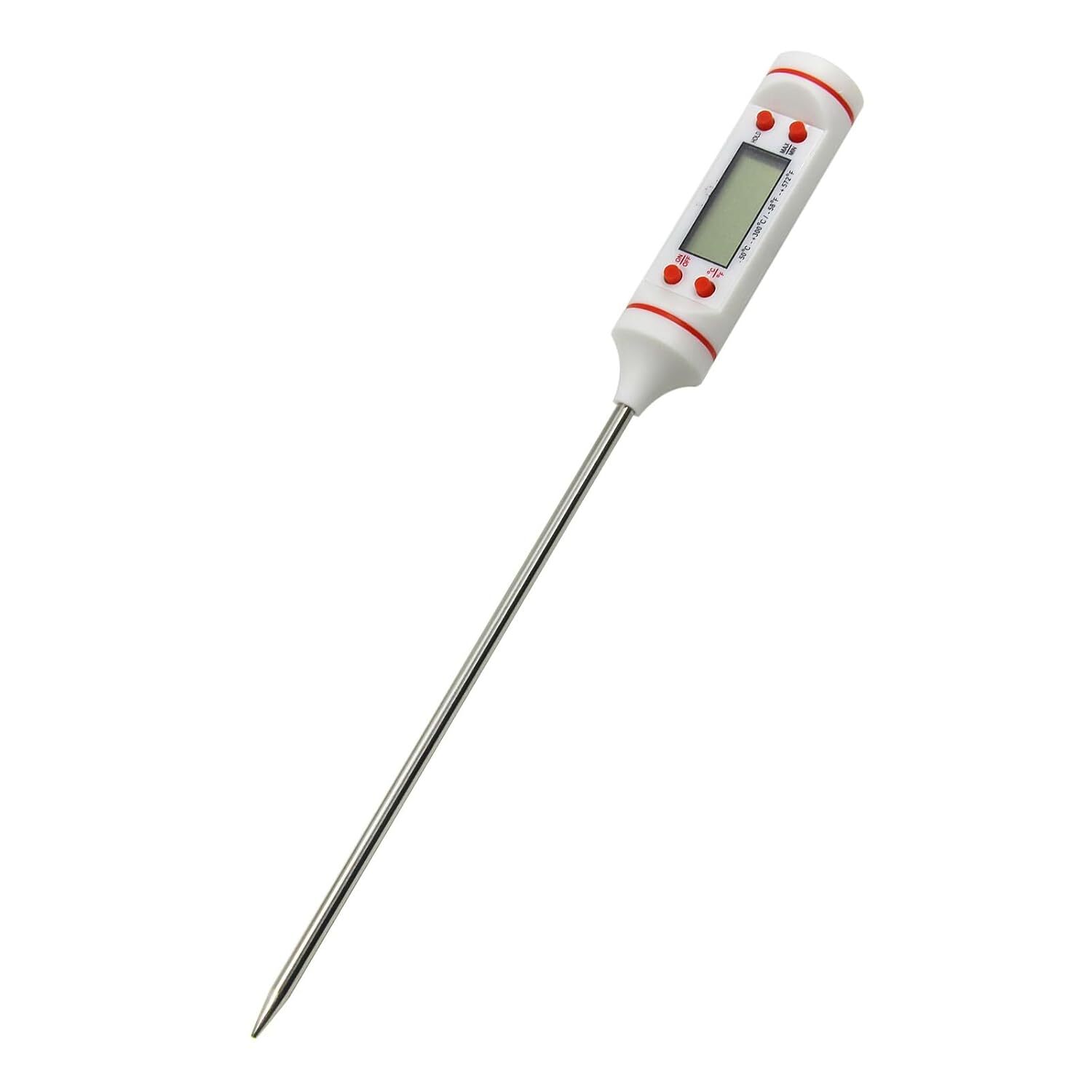 Digitales Küchenthermometer Mit Langer Sonde, Sofortige Ablesbarkeit, Genau Und Einfach Zu Bedienen, Weiße Farbe