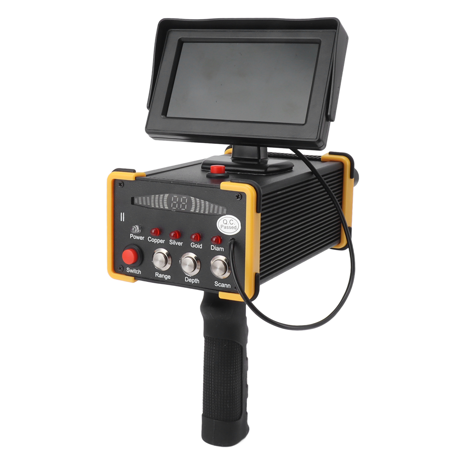 Gr6000 Metalldetektor, Gelbes Lcd-display, Professioneller Scanner Mit 15 M Reichweite, Für Die Schatzsuche, 100–240 V Netzteil