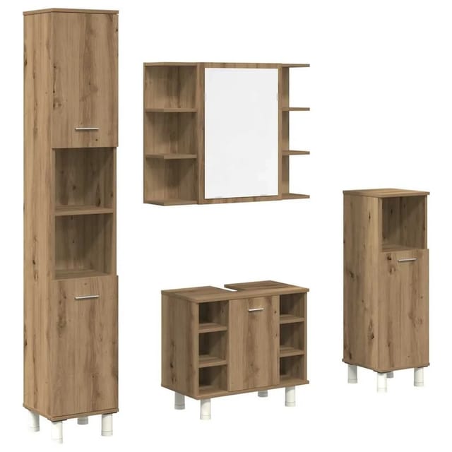 vidaXL 4-Tlg Badmöbel-Set Artisan-Eiche Holzwerkstoff 3328558
