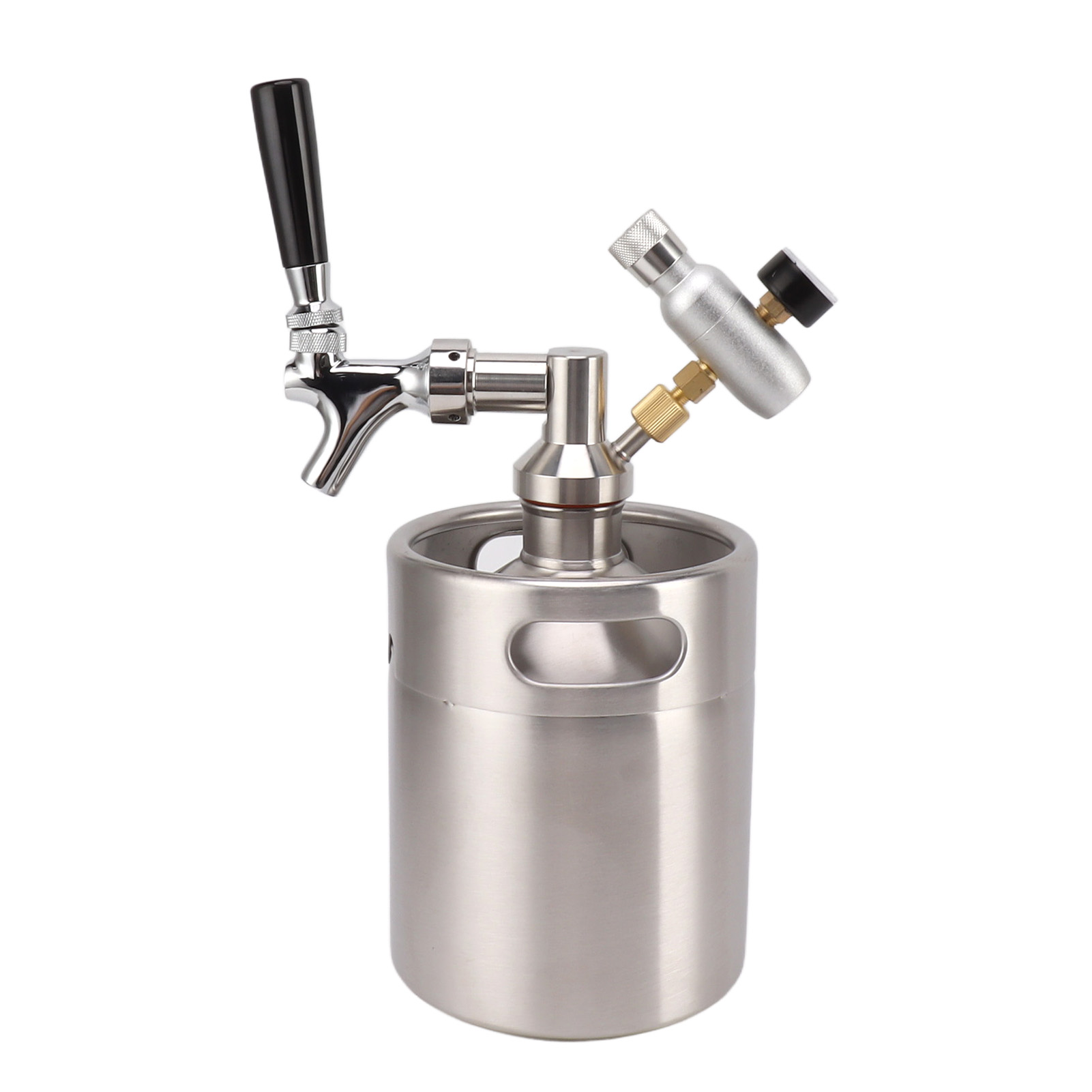 2-liter-mini-bierfass Aus Edelstahl Mit Zapfhahn Und 60-psi-manometer, Ideal Zum Heimbrauen, Für Kaffee Und Andere Getränke.