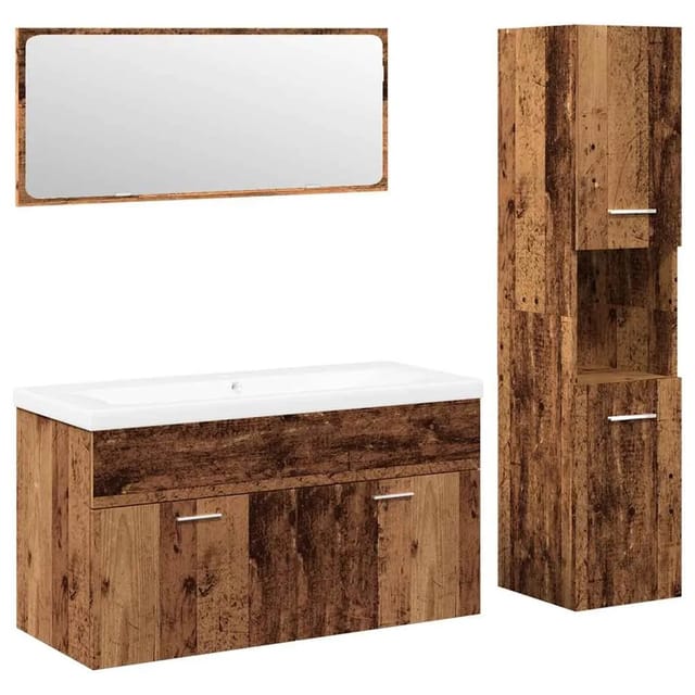 vidaXL 4-Tlg Badmöbel-Set Altholz-Optik Holzwerkstoff 3328599