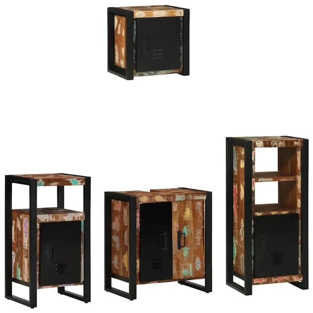 vidaXL Badezimmermöbel-Set 4-Tlg Braun Massivholz 3305647