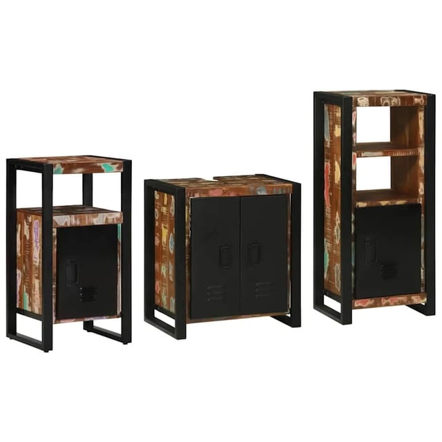 vidaXL Badezimmermöbel-Set 3-Tlg Braun Massivholz 3305625