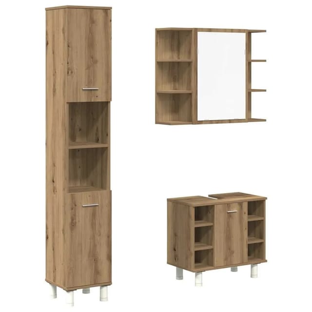 vidaXL 3-Tlg Badmöbel-Set Artisan-Eiche Holzwerkstoff 3328570