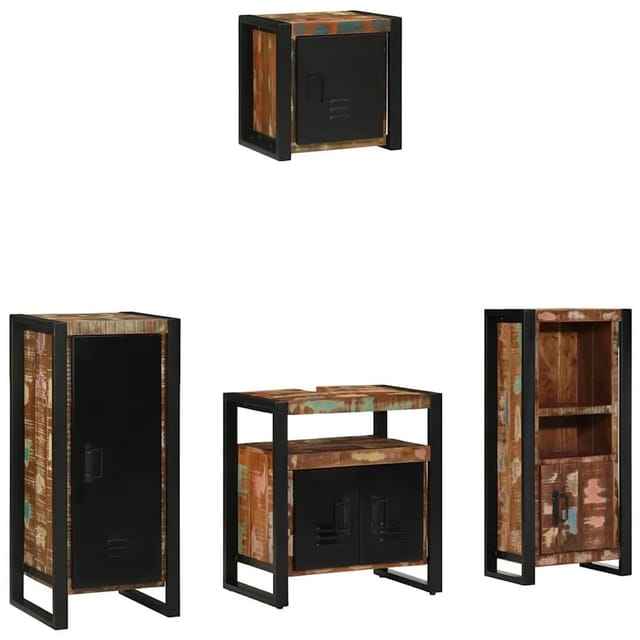 vidaXL Badezimmermöbel-Set 4-Tlg Braun Massivholz 3305645