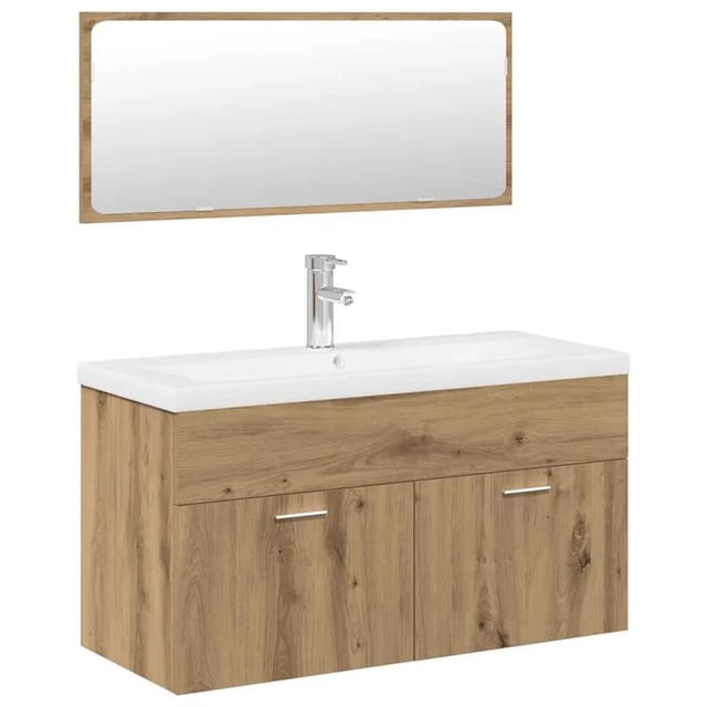 vidaXL 3-Tlg Badmöbel-Set Artisan-Eiche Holzwerkstoff 3328912
