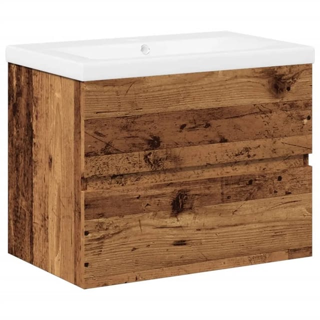 vidaXL Waschbeckenunterschrank mit Einbaubecken Altholz-Optik 3328921
