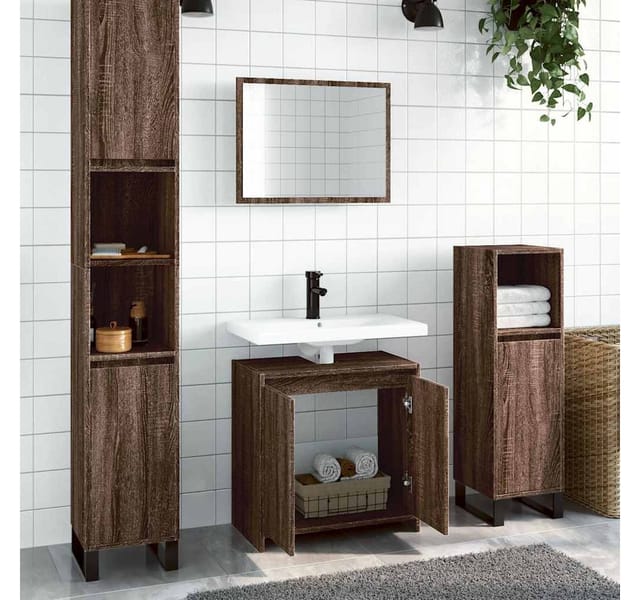 vidaXL 2-Tlg Badmöbel-Set Braun Eichen-Optik Holzwerkstoff 835699