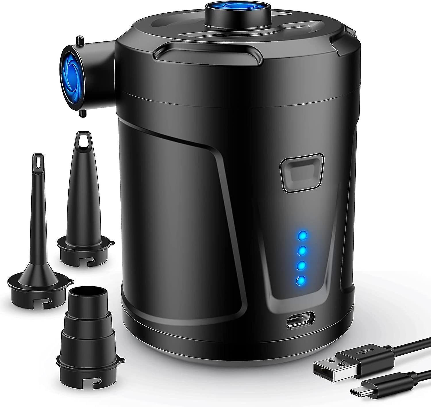 Elektrische Luftpumpe, Tragbare 5200-mah-luftpumpe Mit Schneller Aufblas-/entleerungsfunktion, Wiederaufladbare Elektrische Pumpe Mit 3 Düsen Für Planschbecken Und Kinderbecken.