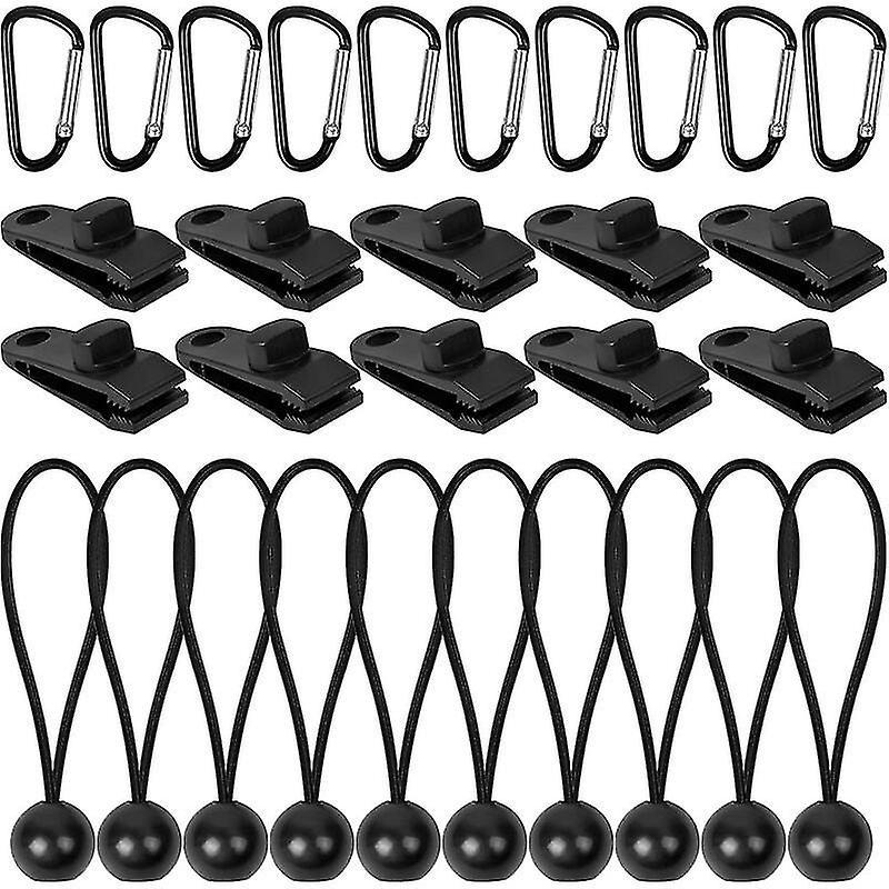 30 Schwarze, Wiederverwendbare Und Robuste Planenclips Für Zelte, Pools, Elastische Planen, Anhängerzubehör, Camping, Wohnwagen Und Garten. Größe S.