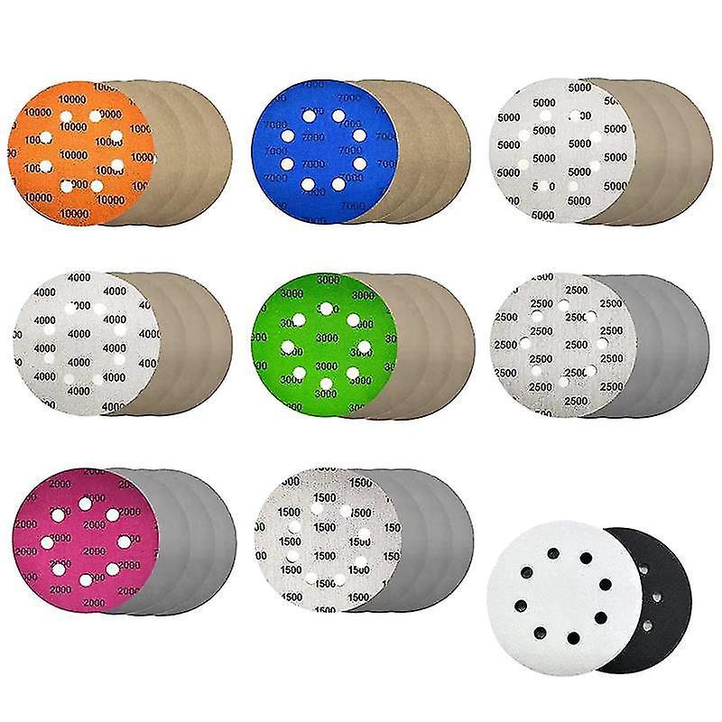 32 Blatt Schleifpapier, 8 Löcher, Für 5-zoll-radaufhängungen, Trocken Oder Nass Verwendbar, Mit 2 Kfz-kontaktpads.