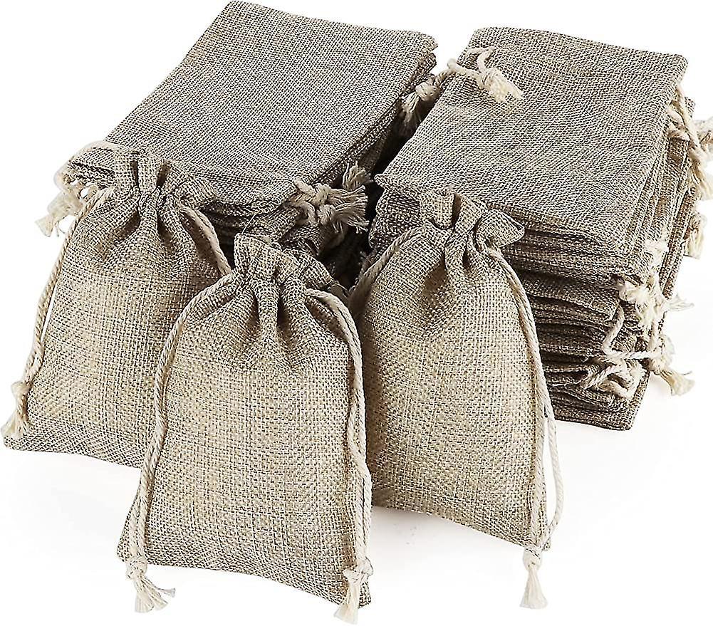 Set Mit 50 Leinen- Und Hanfsäckchen, Jutebeutel Mit Kordelzug, Natürliche Und Leichte Mini-geschenke