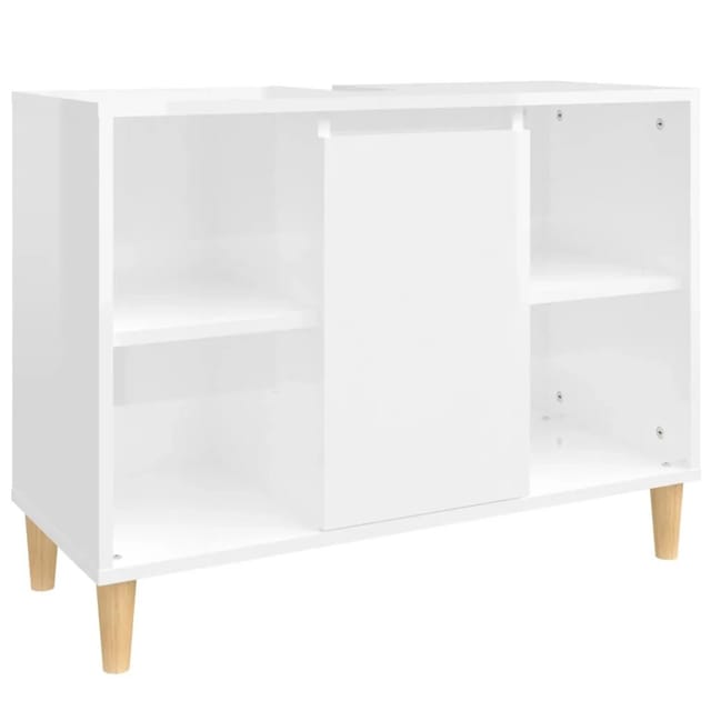 vidaXL Waschbeckenunterschrank Hochglanz-Weiß 80x33x60cm Holzwerkstoff 821286