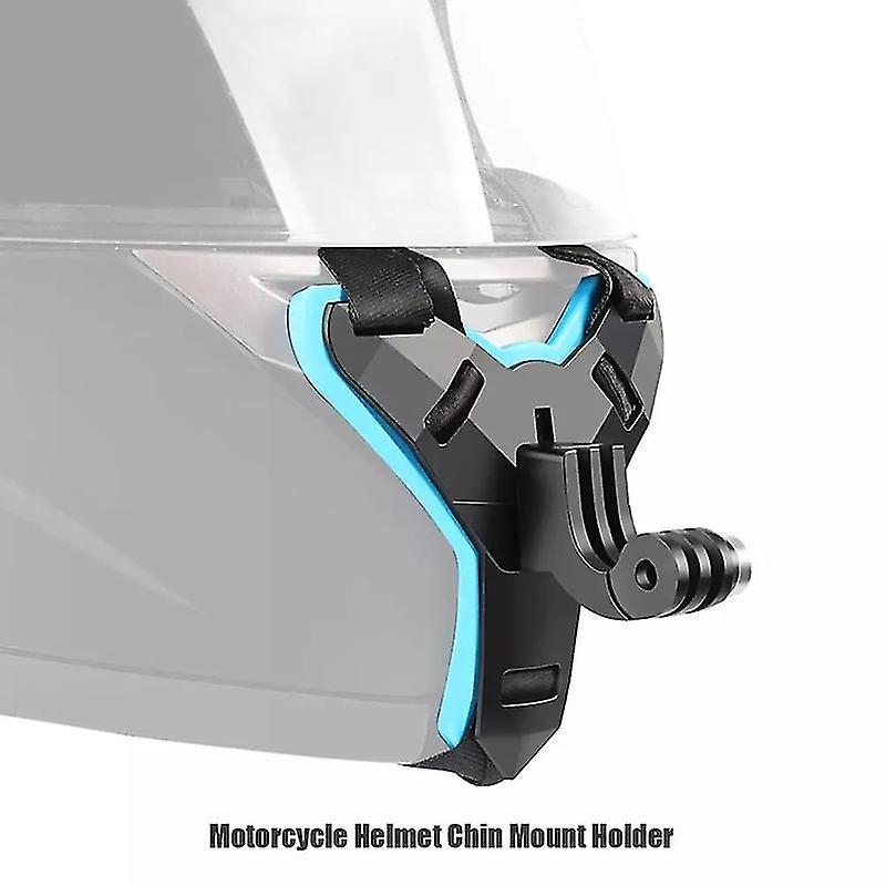Kinnriemenhalterung Für Motorradhelme, Abnehmbare Befestigung, Mit Befestigungsgurt Für Action-kamera Und Mobiltelefon, Schwarz.