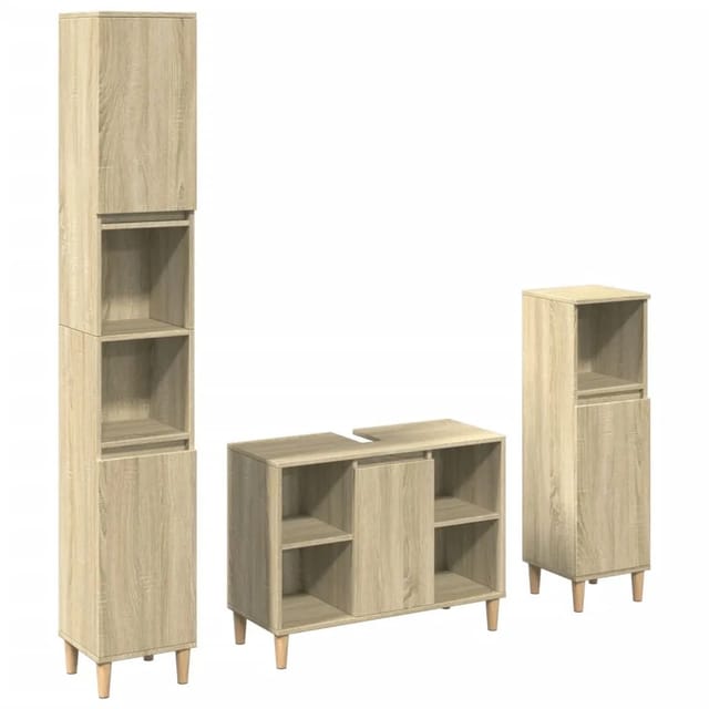 vidaXL 3-Tlg Badmöbel-Set Sonoma-Eiche Holzwerkstoff 3325079