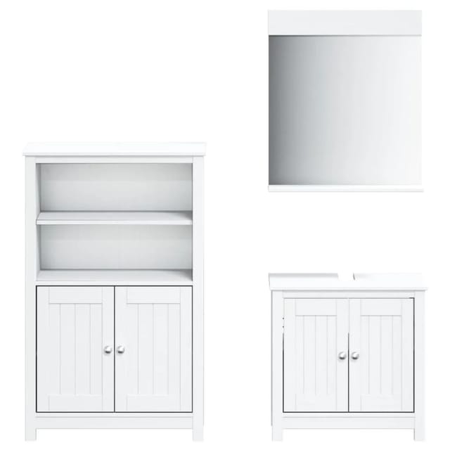 vidaXL 3-Tlg Badmöbel-Set BERG Weiß Massivholz Kiefer 3206498