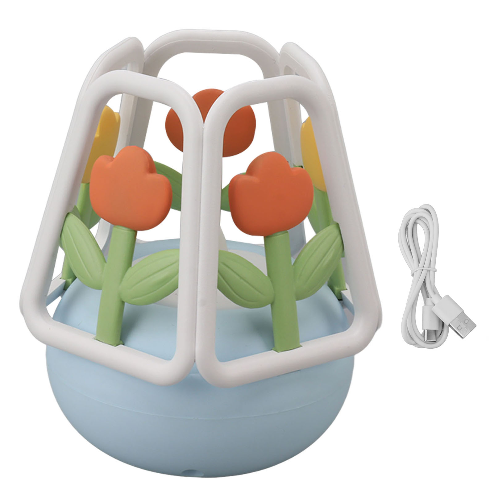 Tulpenförmige Led-nachttischlampe, 5 Lichtmodi, Wiederaufladbarer Akku Für Die Schlafzimmerdekoration, Blau