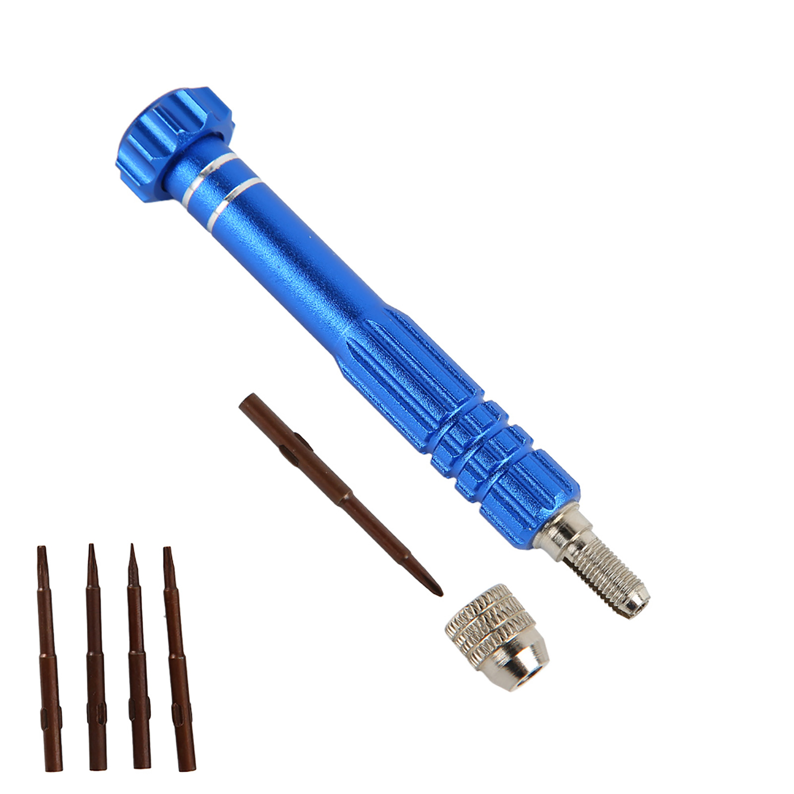 Schraubendrehergriff Mit 5 Präzisionsbits Zur Reparatur Von Handys, Brillen Und Uhren (blau)