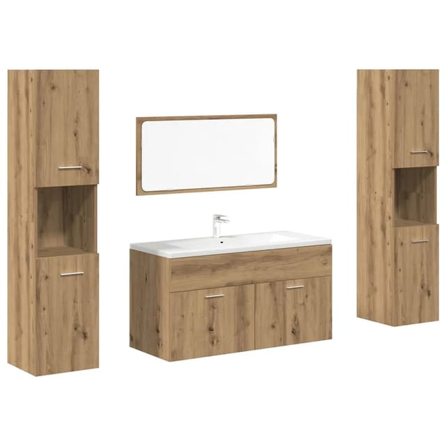 vidaXL 4-Tlg Badmöbel-Set Artisan-Eiche Holzwerkstoff 3328596