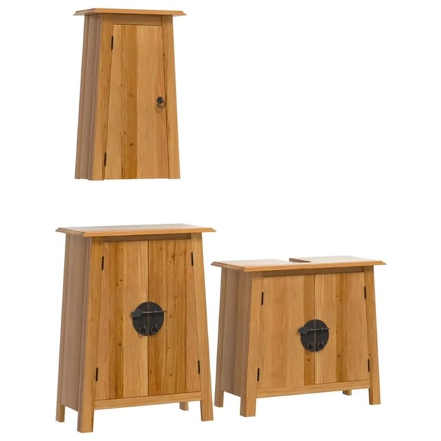 vidaXL 3-Tlg Badmöbel-Set Massivholz Kiefer 3223457