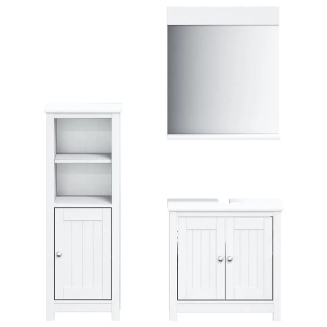 vidaXL 3-Tlg Badmöbel-Set BERG Weiß Massivholz Kiefer 3206496