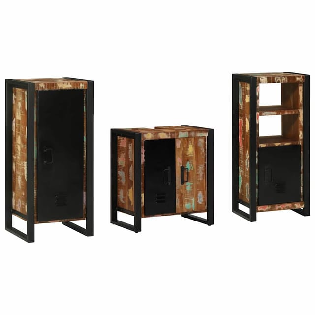 vidaXL Badezimmermöbel-Set 3-Tlg Braun Massivholz 3305629