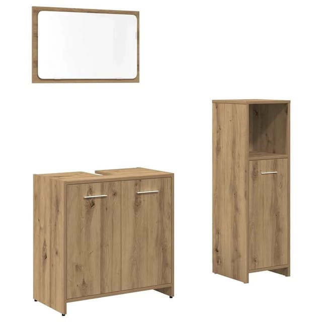 vidaXL 3-Tlg Badmöbel-Set Artisan-Eiche Holzwerkstoff 3328560