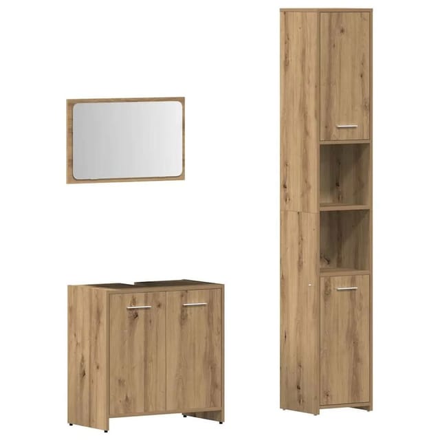 vidaXL 3-Tlg Badmöbel-Set Artisan-Eiche Holzwerkstoff 3328562