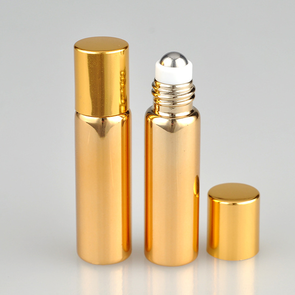 7-teiliges Set Nachfüllbarer Glasparfümfläschchen, 10-ml-rollerflasche Für Ätherische Öle, Tragbar, Leicht, Reisefreundlich, Gold