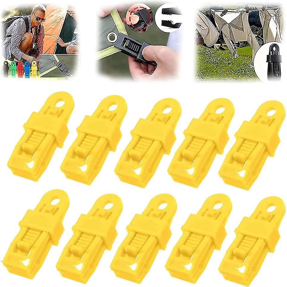 Packung Mit 10 Robusten, Verstellbaren Verriegelungsgriffen Für Planen Und Sonnensegel, Kunststoffclips Für Sonnensegel, Wiederverwendbare Planenclips, Gelb-gelb