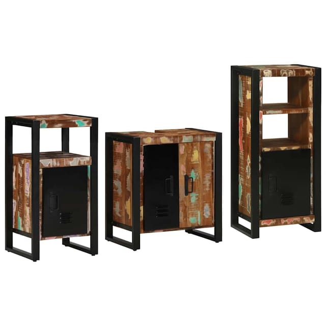 vidaXL Badezimmermöbel-Set 3-Tlg Braun Massivholz 3305623