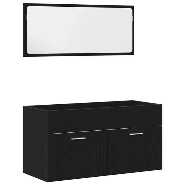 vidaXL Badezimmermöbel-Set 2-Tlg Schwarz Eichen-Optik Holzwerkstoff 863138