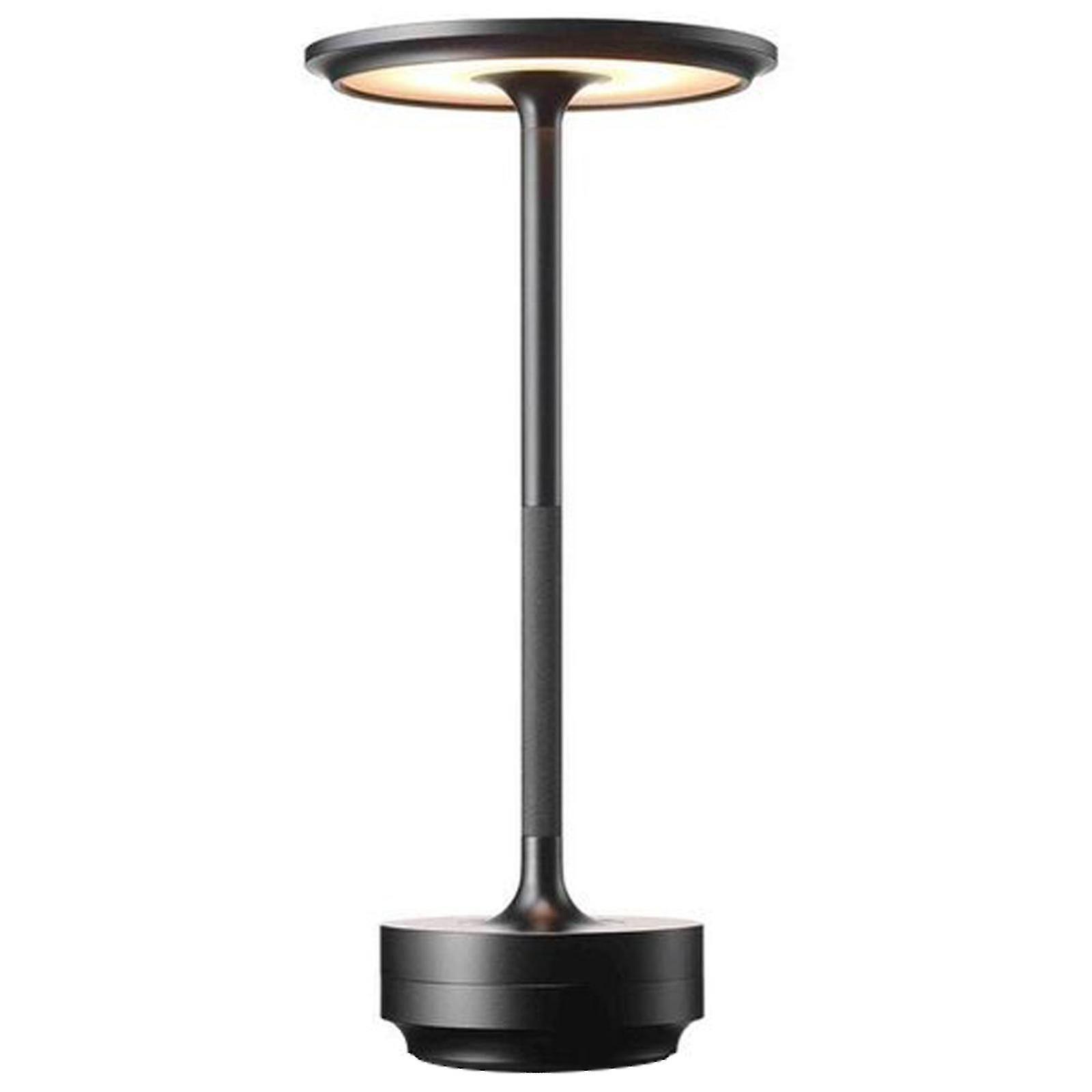 Kabellose Tischleuchte Mit 3 Farben, Einstellbarer Intensität, Wasserdicht, Usb-aufladbar, Aus Metall, 4 Helligkeitsstufen, Schwarz.