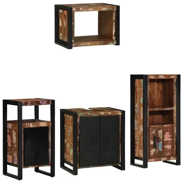 vidaXL Badezimmermöbel-Set 4-Tlg Braun Massivholz 3305661