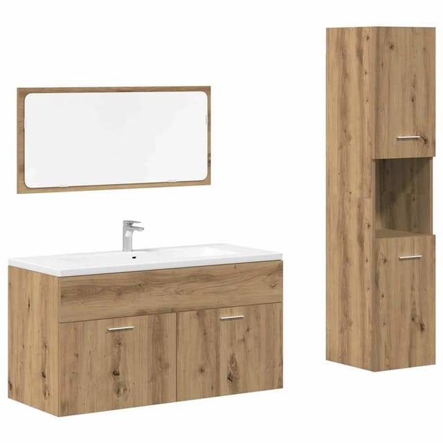 vidaXL 3-Tlg Badmöbel-Set Artisan-Eiche Holzwerkstoff 3328592